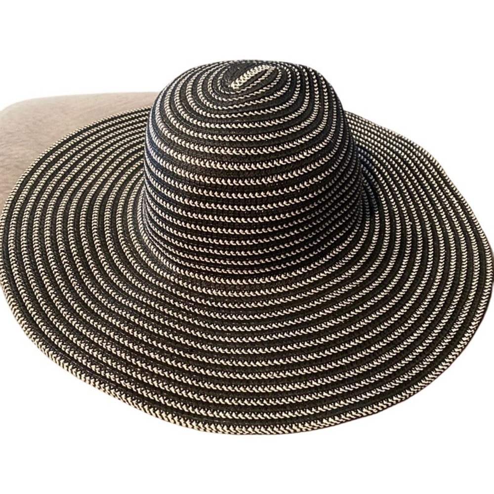 Jones New York Wide Brim Sun Hat blue and white